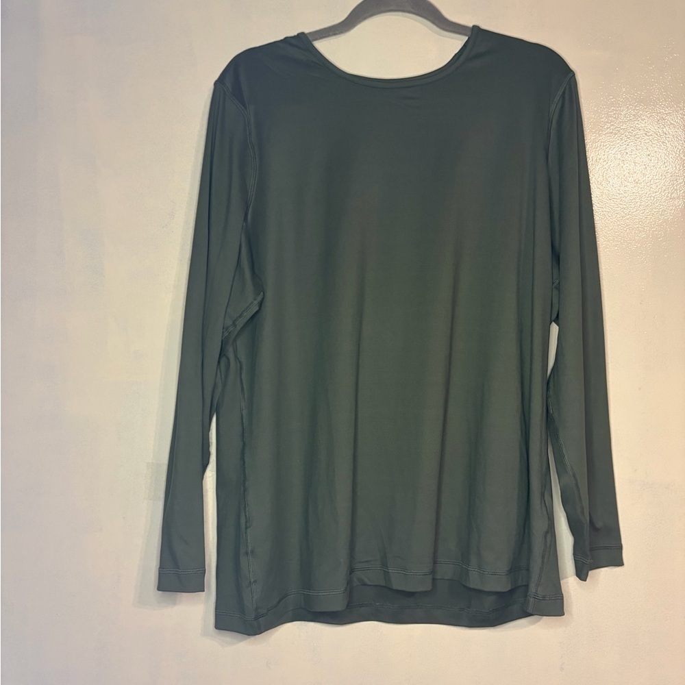 Lands End jersey stretch knit long sleeve basic top size 2X army green